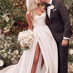 Gorgeous satin A-line gown